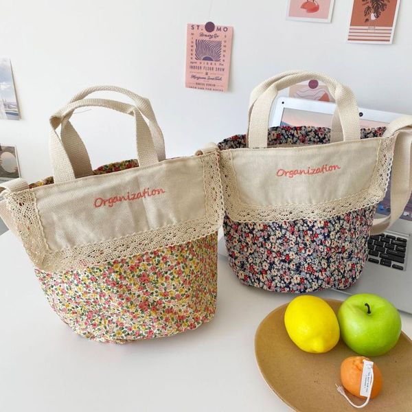 

retro design women floral shoulder messenger bags portable flower ladies bento bag student girls book small tote purse handbags cross body