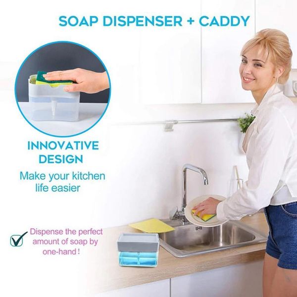 

liquid soap dispenser 2 in1 kitchen dispensers scrubbing detergent press-type box pump organizer dispens
