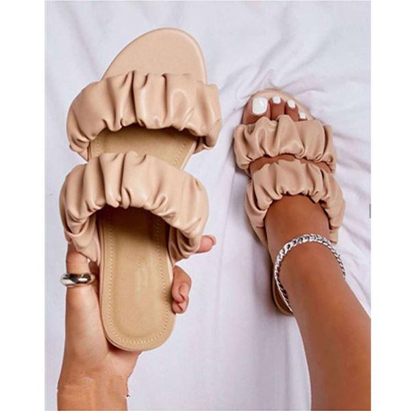 

slippers 2021 summer women flat sandals open toe outdoor beach platform shoes casual solid color plus size 42, Black