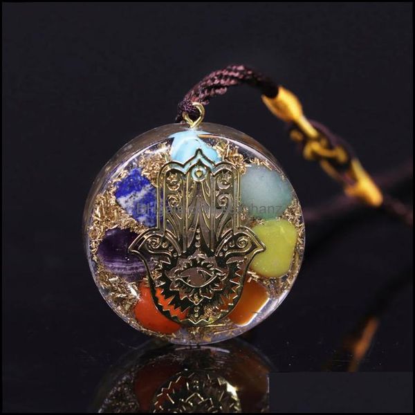 

necklaces & pendants hand of fatifa orgonite necklace energy stone chakra pendant healing reiki yoga meditation jewelry gift drop delivery 2, Silver