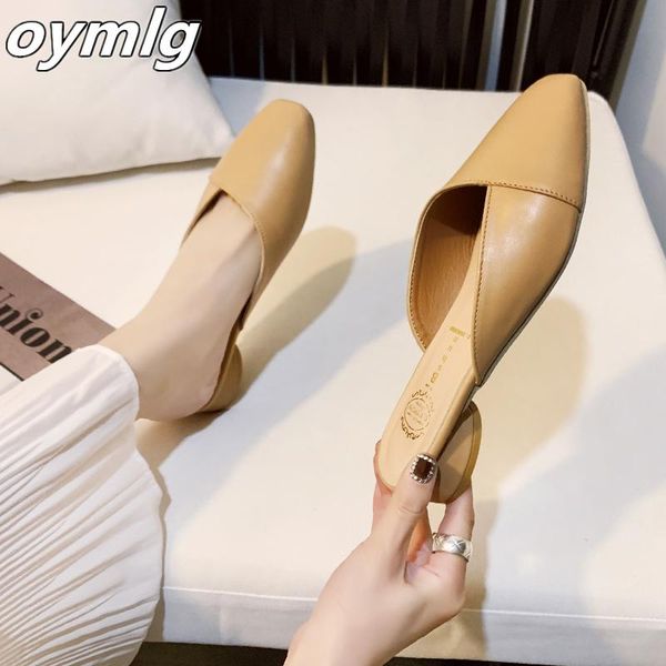 

dress shoes 2021 summer leather slippers slip on 3 cm kitten low heel women pumps pu slides sandals, Black