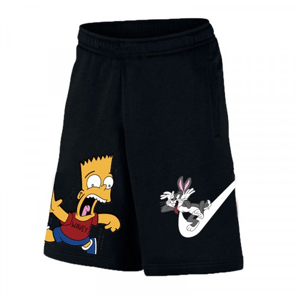 

summer men's cotton shorts home beach casual five-point pants loose large size cartoon anime print short for men s-3xl, White;black