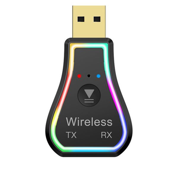 

bluetooth 5.0 audio receiver transmitter 7 colors led backlit wireless car 3.5mm adapter for headphone tv computer