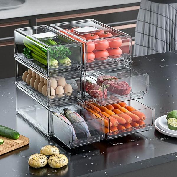 

storage bottles & jars refrigerator food container organizer bins stackable fridge box kitchen accessories