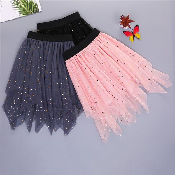 

skirts sifafos summer girls skirt princess irregular baby clothes tulle elastic waist pink black casual sequin, Blue