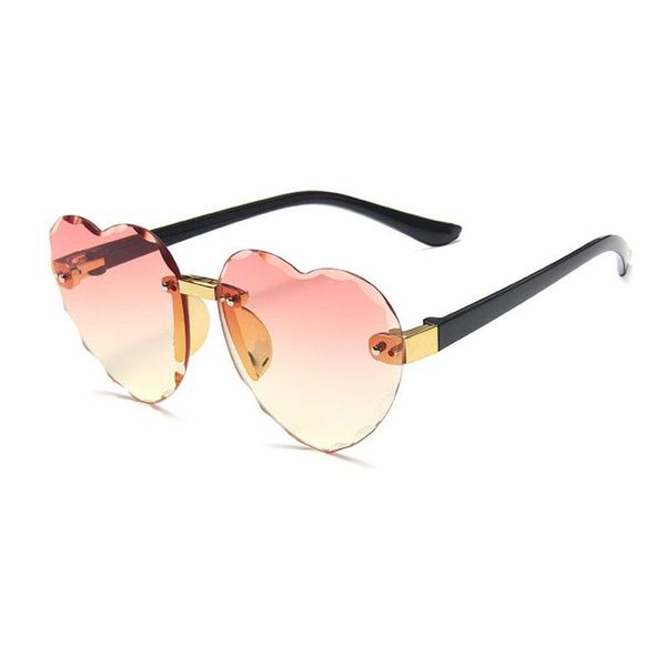 

outdoor eyewear girl sunglasses heart 2021 fashion brand retro rimless love cute pink baby uv400