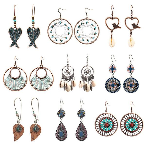 

dangle & chandelier 2021 retro bohemian long tassel earrings for women fashion alloy bohemia ethnic style jewelry, Silver