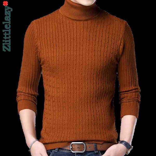 

2021 new casual knitted turtleneck sweater men pullover clothing fashion cloth knit winter warm mens sweaters pullovers 81332, Black