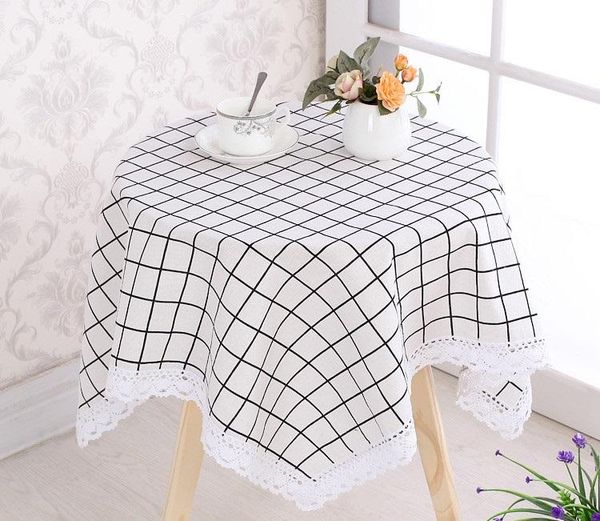 

table cloth black and white plaid tower letter linen cotton tablecloth pattern wedding banquet washable cover textiles