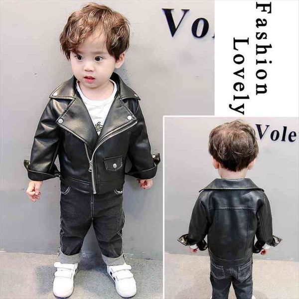 

childrens clothing baby boys pu jacket 1 7 years old faux leather personality design coat, korean windbreaker, Blue;gray
