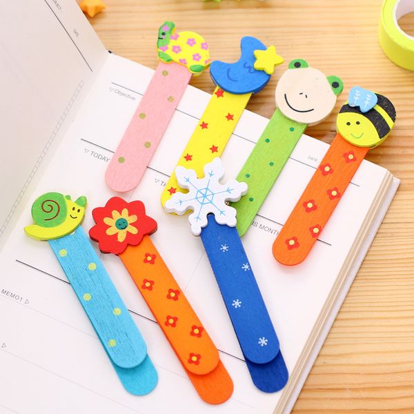 Cartone animato adorabile Segnalibri in legno Bambini Simpatici animali colorati Segnalibro Scuola Cancelleria per ufficio Studenti Segnalibri animali DH5866