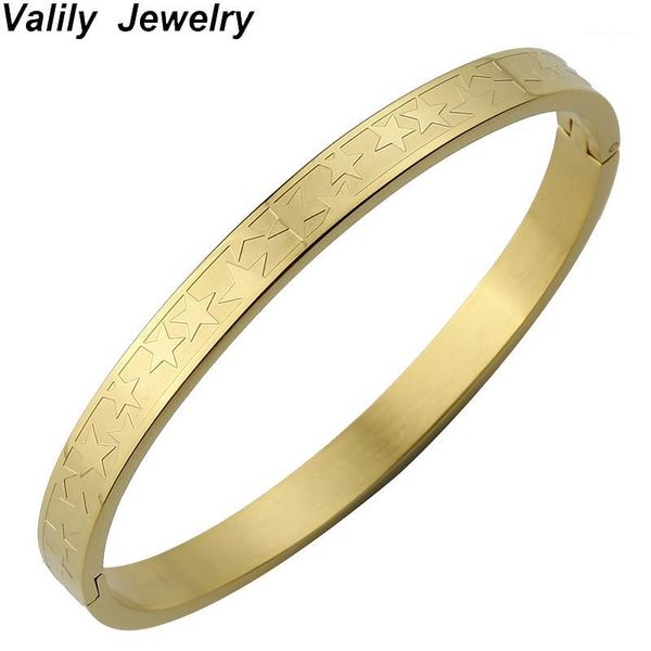 

valily gold bangle&bracelet for men fashion star design stainless steel bangle for women simple cuff bangles jewelry accessories1, Black