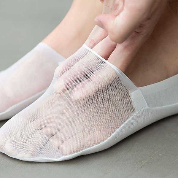 

men's socks summer mesh breathable no show business male invisible silicone non-slip sock slippers seamless boat sox, Black