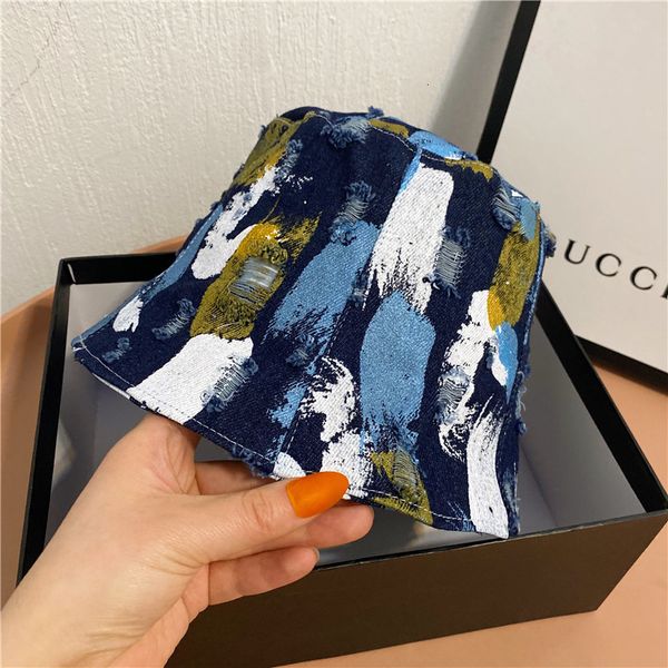 

fisherman's female spring personality tie dye bucket hat graffiti pot hat, Yellow