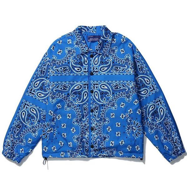 Mens Wear Hip Hop Bandana Paisley Paillette Bomber Giacche Giacche a vento Giacca HARAJUKU Streetwear Autunno Cappotti Casual Cappotti Top Abbigliamento 211013