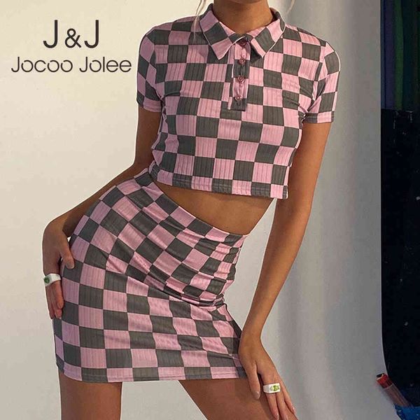 

female tracksuits plaid crop and skirt suits office lady short sleeve sweatshirt elacstic skirt 2 piece sets womens outfits 210518, White