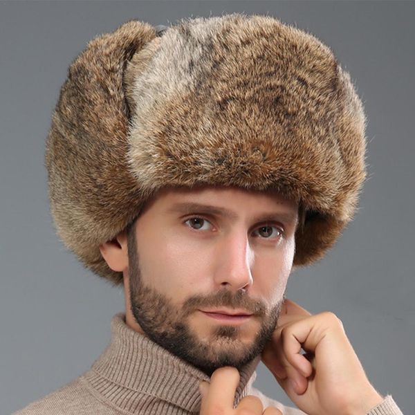 

winter men hat fur warm windproof cap lei feng ear trooper cap hats faux bomber caps fur anti ski cold trapper flap, Blue;gray