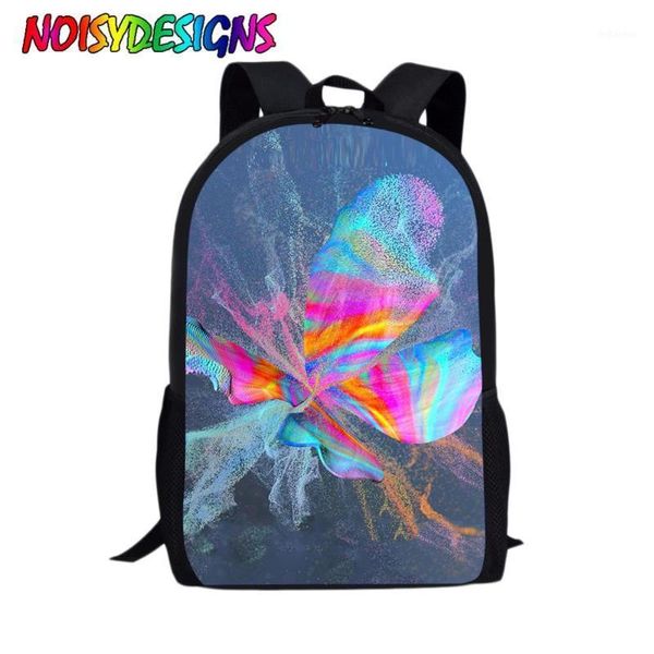 Sacos de escola noisydesigns borboleta colorida mochila meninos meninas dia para homens mulheres viajar laptop mochilas mujer