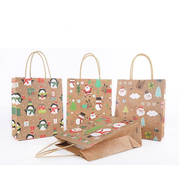 

12pcs/lot multifuntion christmas paper bag 32*12*26cm festival gift bags with handles party supplies for event storage