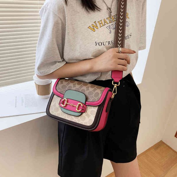 

official website diofifi summer bag women 2021 new fashion texture color contrast saddle bag versatile width, Silver