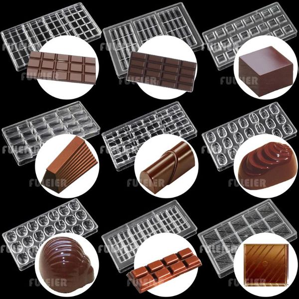 Ferramentas de pastelaria de cozimento 3d policarbonato molde de chocolate para barra de doces molde doces bombom bolo decoração ferramenta de confeitaria Bakewar264Y