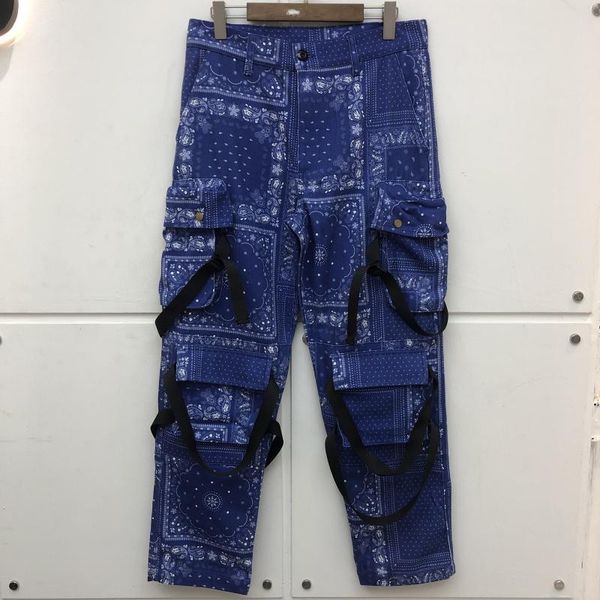 

2021 new men's and women's high street hiphop overalls cashew flower pants trousers, Black