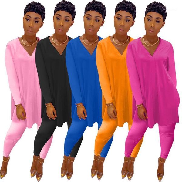 

women's tracksuits 18ac8212 autumn winter women casual solid v-neck bat sleeve two piece set and pants tracksuit sweatsuit outfits, Gray