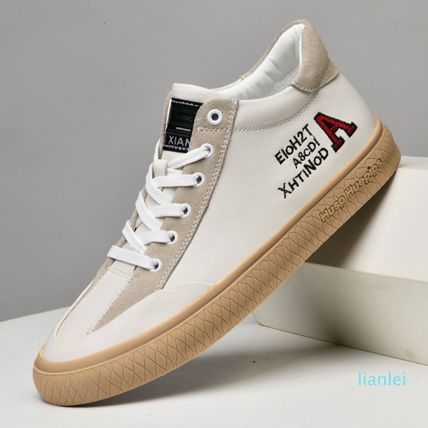 Scarpe eleganti Stivali in vera pelle Scarpe da ginnastica da uomo Moda Marchio di lusso Qualità Uomo Casual Piatto Maschio Bianco antiscivolo Caviglia da uomo VCR2