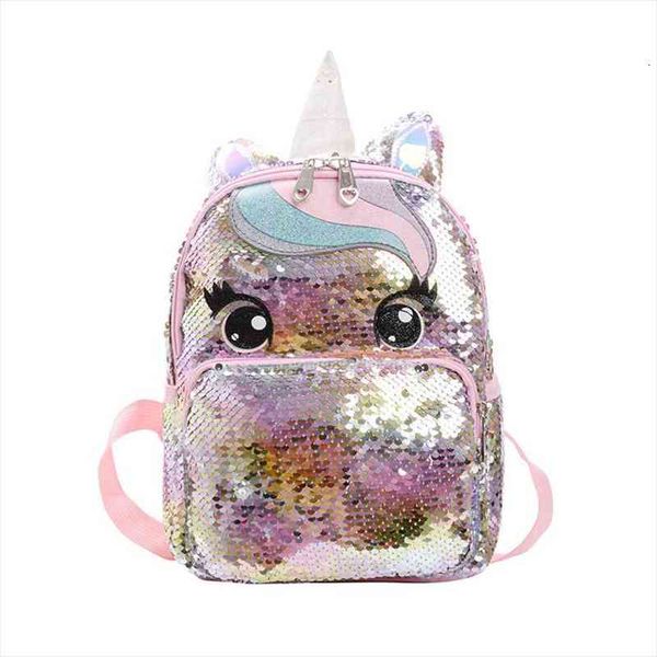 

unicorn sequin schoolbag multi school bags color jelly small backpack for women girls s,l size kindergarten kids large 14.5