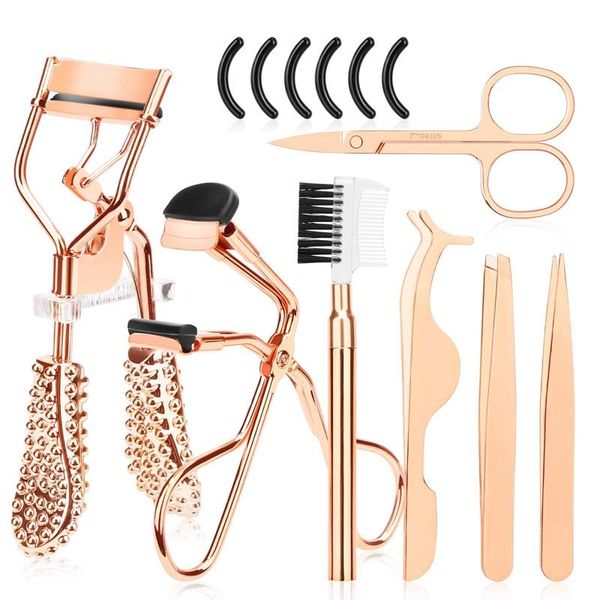 

eyelash curler makeup kit, mini set, extension tweezers, and eyebrow brush comb tools & stencils