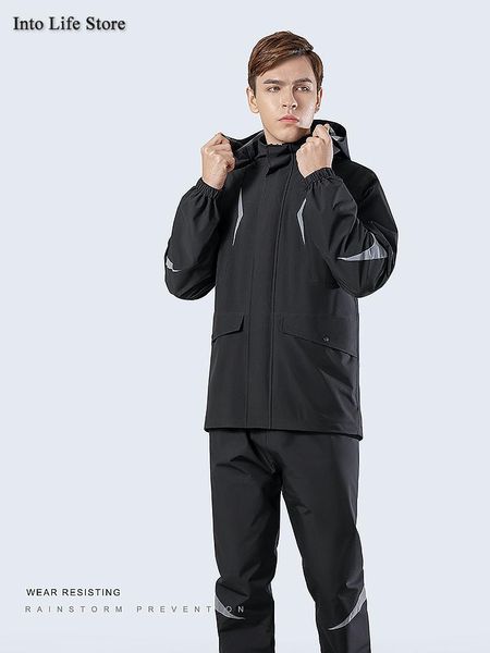 

raincoats black rain coat jacket for men motorcycle raincoat pants suit waterproof trench thickened electric car camping gift