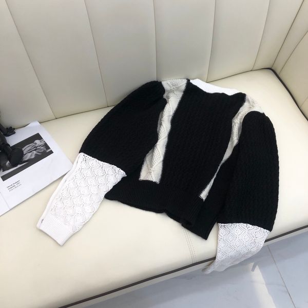 

21ss womens red knitted sweater with high-end custom bubble sleeves female clothing sweatershirts designer size sml, White;black