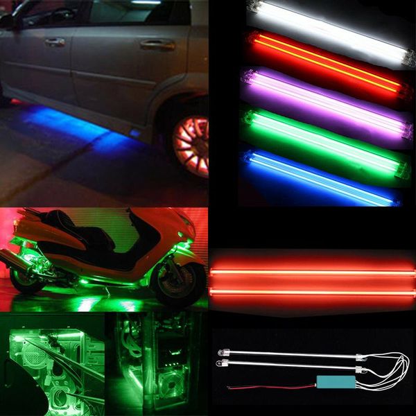 Interiorexternternal luzes 2pcs 15 cm carro undercar underbody néon tubo luz interior motocicleta computador caso estilo atmosfera lâmpada