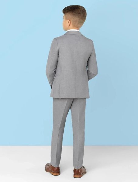

light gray notch lapel boys suits 3 piece wedding set formal prom jacket pants vest 2021 men's & blazers, White;black