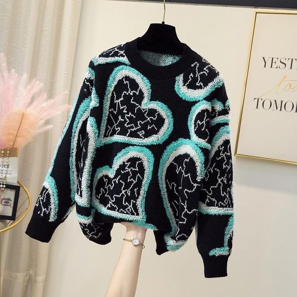 

women's vests clothing in the fall and winter of 2021 fat younger sister love lazy wind restoring ancient ways loose knit sweater, Black;white