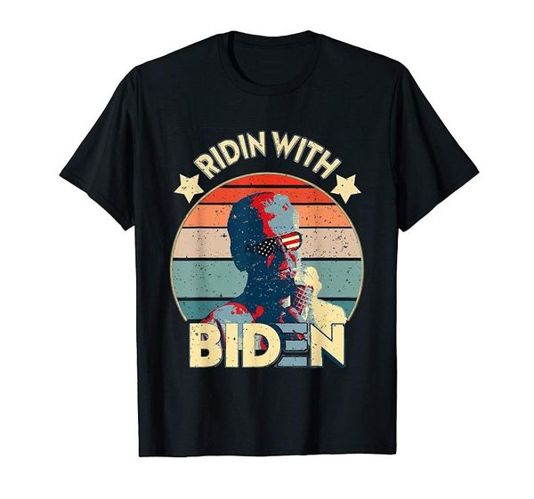 

men's t-shirts ridin' with biden eating ice- t-shirt, White;black