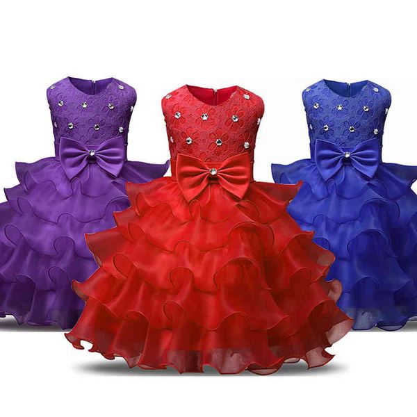 

classic christmas dress girl flower beading wedding evening children clothing year party kids dresses for girls clothes wear, Red;yellow