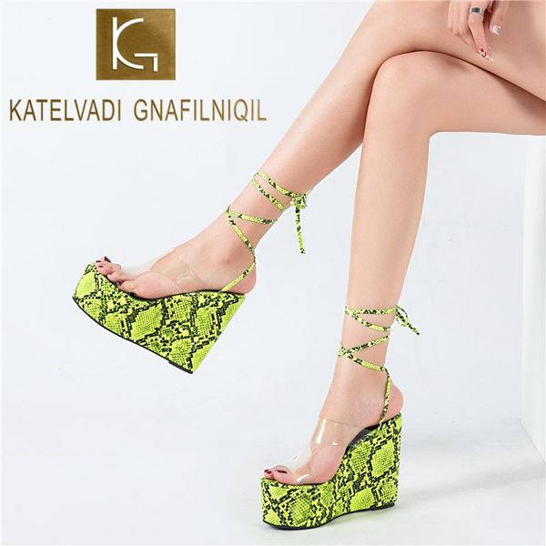 

dress shoes katelvadi gladiator sandals fashion pvc sandal women transparent lace-up wedges high heels party yw007, Black