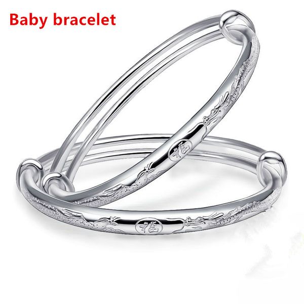

pure 100% 999 chinese ethnic style baby bracelet girl boy gift child silver bangle, Golden;silver