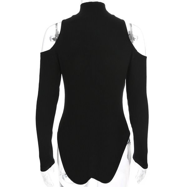 

2011Rockmore Gothic Skinny Long Sleeve Zipper Bodysuit Women Cotton Ladies Bodysuits Off Shoulder Bodycon Jumpsuit Streetwear Autumn, Black bodysuits