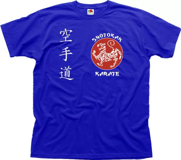 

skan karate martial arts mma ufc blue cotton t-shirt 01460, White;black