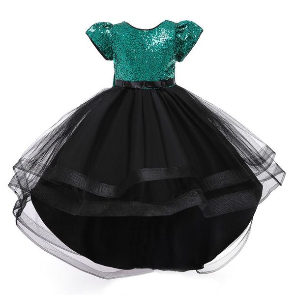 

baby girl gown dress elegant short-sleeved sequined mesh tutu irregular hem party dresses girl's, Red;yellow