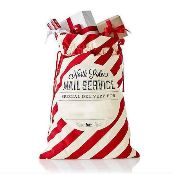

christmas decorations 20 pcs santa sack gift bag red stripe drawstring canvas bauble ornaments xmas year candy