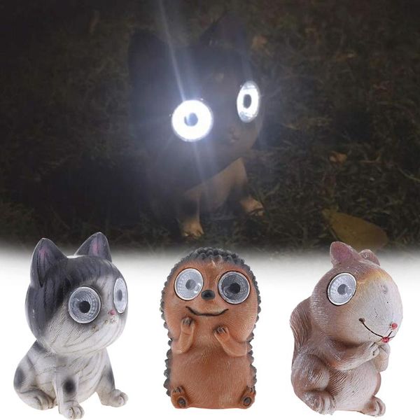 

solar lamps yard cute light animal shaped led eyes auto lawn lamp patio garden waterproof resin outdoor no need install with wires