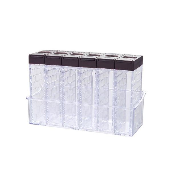 

storage bottles & jars e7cb 6pcs salt and pepper shakers spice box plastic transparent condiment jar