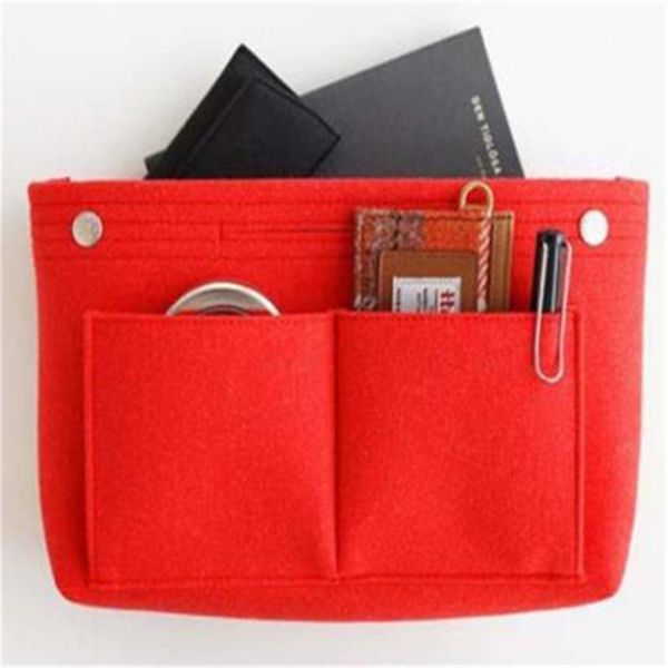 

1pc make up organizer insert bag for handbag, felt with zipper, travel inner purse, fit cosmetic bags sale1