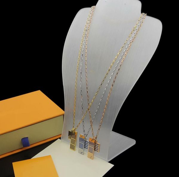 

europe america style men lady women titanium steel lovers long necklace black blue enamel stripe double square pendants twinkle, Silver