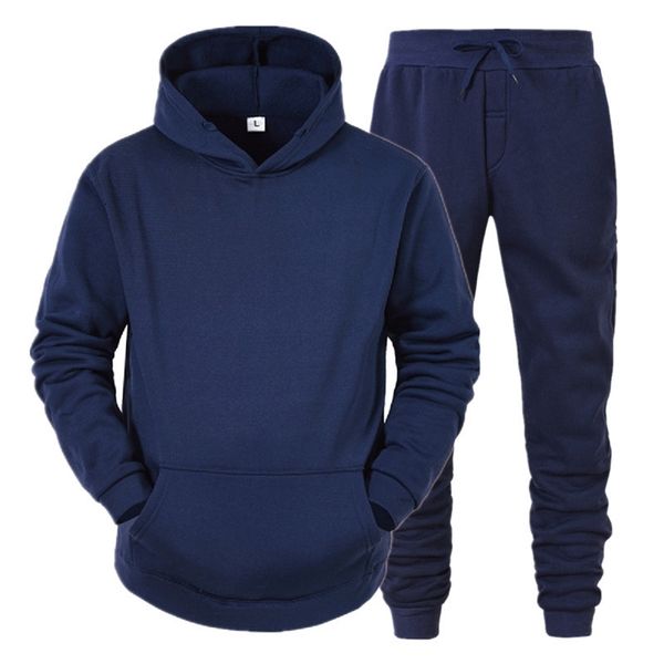 

men's sets hoodies+pants fleece tracksuits solid pullovers jackets sweatershirts sweatpants oversized hooded streetwear outfits 211109, Gray