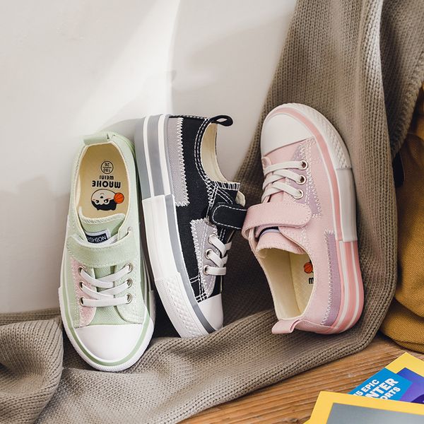 

color color children' shoes boys canvas shoes 2021 new girls shoes, kindergarten indoor shoes, big tits, Black;grey