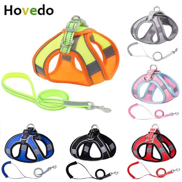 

dog collars & leashes reflective harness leash set nylon pet cat adjustable harnesses vest for puppy medium supplies